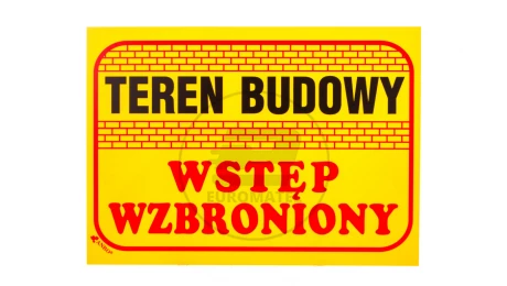 Tabliczka ostrzegawcza /Teren budowy wstęp wzbroniony 350x250/ B16/L/P