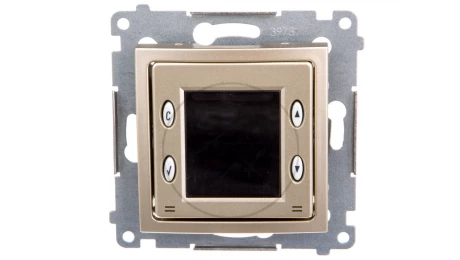 Simon 54 Termostat elektroniczny 8 programów z wewnętrznym czujnikiem temperatury złoty mat D75817.01/44