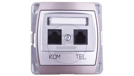 GAZELA Gniazdo teleinformatyczne RJ45 + RJ11 srebro/ tytan GPKT-J/K/m/18/23