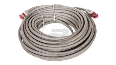 Kabel krosowy patchcord S/FTP (PiMF) kat.6 LSZH szary 15m 50892