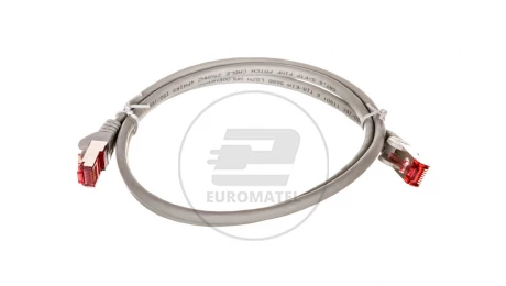 Kabel krosowy patchcord S/FTP (PiMF) kat.6 LSZH szary 1m 50886