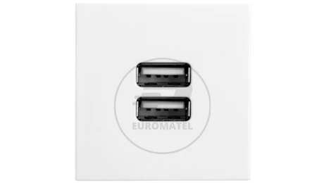 MOSAIC Gniazdo zasilające podwójne USB 2400mA białe 077594