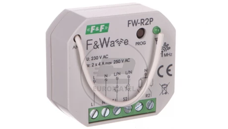 Radiowy podwójny przekaźnik bistabilny - montaż p/t 85-265V AC/DC FW-R2P