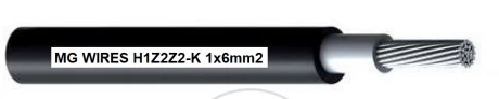 Kabel fotowoltaiczny // MG Wires // 1x6mm2, 0,6/1kV (czarny, sprzedaż w odcinkach 50m lub wieloktrotności 50m)
