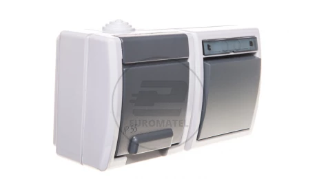 AQUANT Łącznik jednobiegunowy + gniazdo pojedyncze szare IP55 1247-10