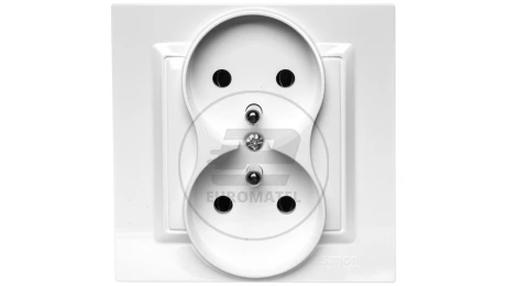 Simon 10 Gniazdo podwójne z/u MONOBLOCK 16A, 250V białe CGZ2/11