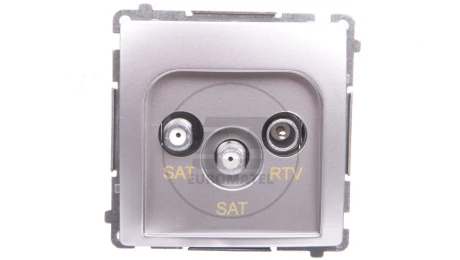 Simon Basic Gniazdo antenowe podwójne końcowe SAT-SAT-RTV srebrny mat BMZAR+SAT3.1-P2.01/43