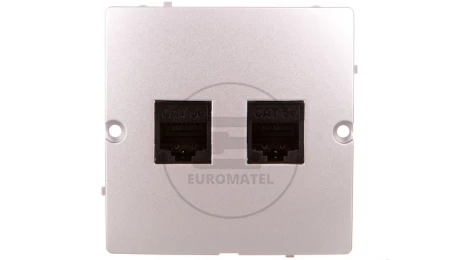 Simon Basic Gniazdo komputerowe podwójne RJ45 kat. 5e srebrny mat BMF52.02/43