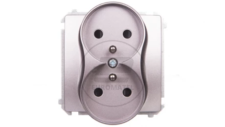 Simon Basic Gniazdo podwójne z/u 16A, 250 V stal inox BMGZ2Mz.01/21