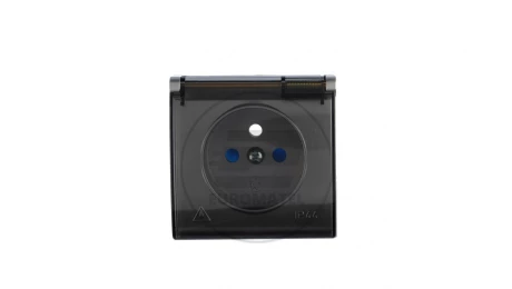 Simon Classic Pokrywa bryzgoszczelna gniazda z/u IP44 z klapką dymną aluminium metali