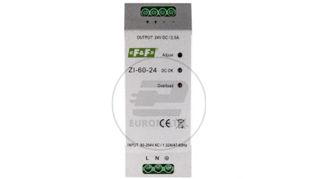 Zasilacz impulsowy 230VAC/24VDC 60W 2,5A ZI-60-24V