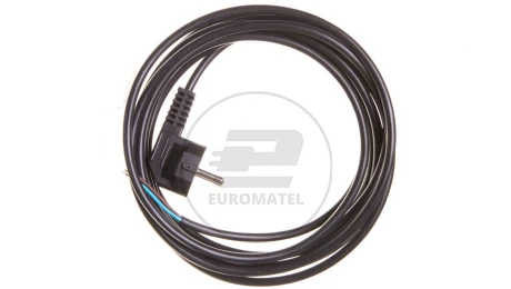 Przewód przyłączeniowy W-3 3x1,0 mm2 czarny z wtyczką kątową 5m 51.930