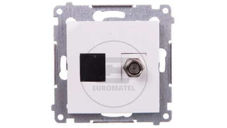 Simon 54 Gniazdo antenowe i komputerowe typu F + RJ45 kat.6 białe DASFRJ45.01/11