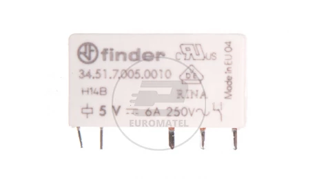 Wąski przekaźnik elektromagnetyczny 1P 6A 5V DC do płytki drukowanej 34.51.7.005.0010
