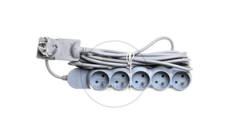 Przedłużacz z wtyczką płaską 5x2P+Z 1,5m szary OR-AE-1332/G/1,5M