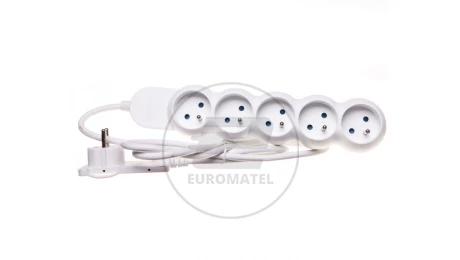 Przedłużacz z wtyczką płaską 5x2P+Z 1,5m biały OR-AE-1332/W/1,5M