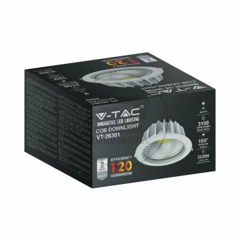 Oprawa LED V-TAC 30W COB Downlight 120Lm/W VT-26301 4000K 3100lm