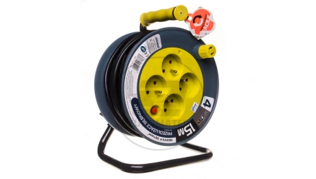 Przedłużacz bębnowy MINI 15m 4x230V /PVC 3x1mm2/ limonkowy OR-AE-1339/L