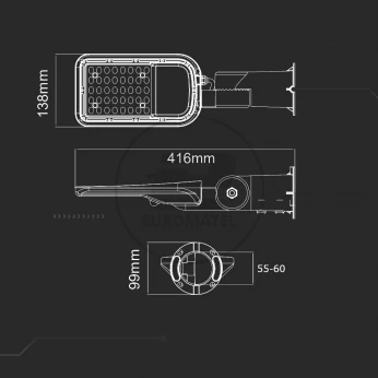 Oprawa Uliczna LED 30W 3000lm 6500K regulowany uchwyt sensor zmierzchu Diody SAMSUNG IP65 Szara 5 Lat Gwarancji 20431