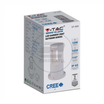Słupek Ogrodowy V-TAC 10W LED IP65 Biały 25cm VT-830 4000K 1000lm