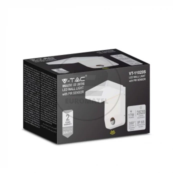 Projektor Oprawa Elewacyjna V-TAC 17W Czujnik Ruchu Biała IP65 VT-11020S 3000K 2520lm