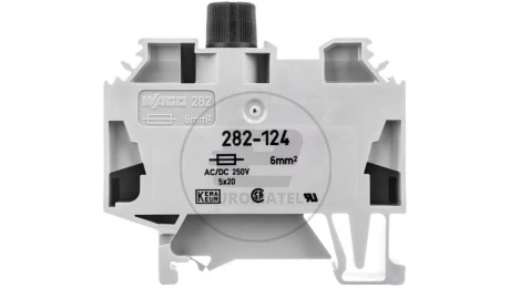 Złączka bezpiecznikowa 2-przewodowa 6mm2 szara 10A G 5x 20mm DIN 35mm 282-124