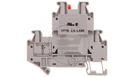 Złączka szynowa elementów kontrolnych 2-piętrowa 4-przewodowa 2,5mm2 szara UTTB 2,5-LA 60 R 3046702