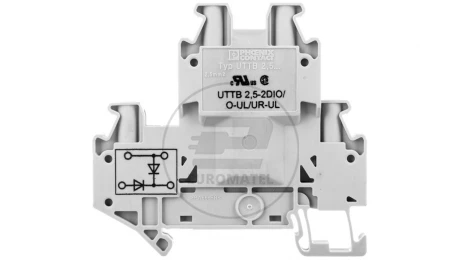 Złączka szynowa elementów kontrolnych 2-piętrowa 4-przewodowa 2,5mm2 szara UTTB 2,5-2DIO/O- 3046676