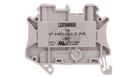 Złączka szynowa elementów kontrolnych 2-przewodowa 4mm2 szara UT 4-MTD-DIO/R-L 3046236