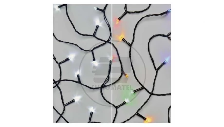 Lampki choinkowe 100LED 10m, 2 w 1 zimna biel lub multikolor, czarny, 8 programów, IP44 D4AJ01