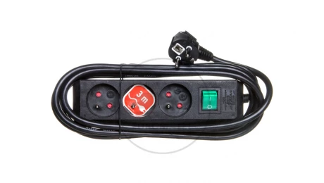 Listwa zasilajaca Eco-Line 3m /z wyłącznikiem/ 3x230V czarna H05VV-F 3G1,5 1152304130