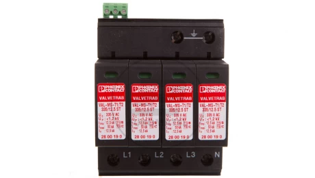 Ogranicznik przepięć B+C Typ T1+T2 4P 12,5kA 1,2kV 335V AC VAL-MS-T1/T2 335/12.5/4+0-FM 2800644