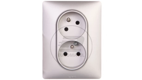 VALENA LIFE Gniazdo podwójne z/u 16A 2P+Z z przesłonami aluminium 753386
