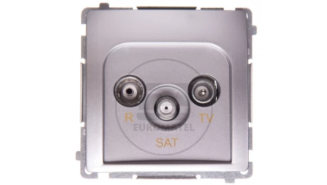 Simon Basic Gniazdo antenowe R-TV-SAT przelotowe srebrny mat BMZAR-SAT10/P.01/43