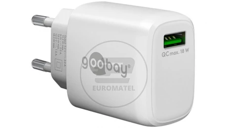 Szybka ładowarka sieciowa USB QC 3.0 (18 W) biała, 1x port USB-A 61672