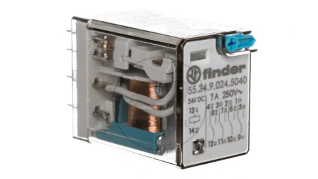 Przekaźnik przemysłowy 4P 7A 24V DC przycisk testujący mechaniczny wskaźnik zadziałania 55.34.9.024.5040