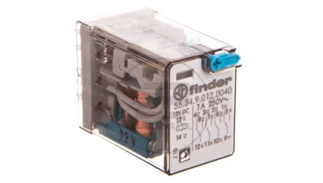 Przekaźnik przemysłowy 4P 7A 12V DC przycisk testujący mechaniczny wskaźnik zadziałania 55.34.9.012.0040