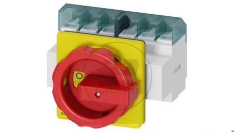 Rozłącznik główny/awaryjny 6P 63A 22kW AC23A 400V montaż tablicowy pokrętło żółto-czerwone 4 otwory 3LD2504-3VK53