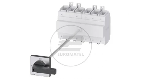 Rozłącznik główny 6P 160A 75kW AC23A 400V montaż na płycie z wałkiem pokrętło czarne piórkowe 4 otwory 3LD2318-3VK11
