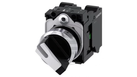Przełącznik krótkie pióro 2-poz bistabilny czarny/biały styk 1Z+1R przył sprężynowe 22mm metal SIRIUS ACT 3SU1150-2BF60-3MA0