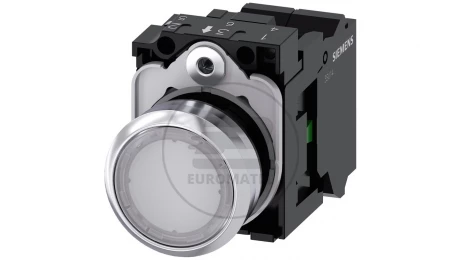Przycisk podświetlany biały płaski 22mm metal z samopowrotem 1NO LED 24V AC-DC przył sprężynowe SIRIUS ACT 3SU1152-0AB60-3BA0