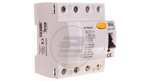 Wyłącznik różnicowoprądowy 4P 100A 0,03A typ AC KRD6-4/100/30 23197