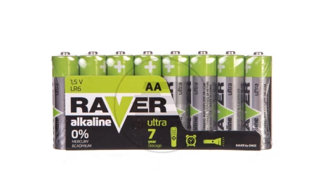 Bateria alkaliczna LR6 / AA 1,5V RAVER ULTRA B79218 /opakowanie 8szt./