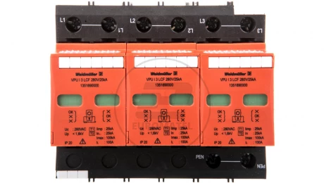 Ogranicznik przepięć B+C Typ T1+T2 3P 25kA 1,6kV 280V VPU I 3 LCF 280V/25KA 1351690000