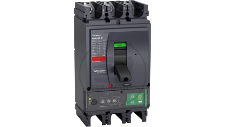 Circuit breaker Compact NSX400F, 36kA at 415 VAC, Micrologic 4.3 Vigi trip unit 400 A, 3 poles 3d LV433934