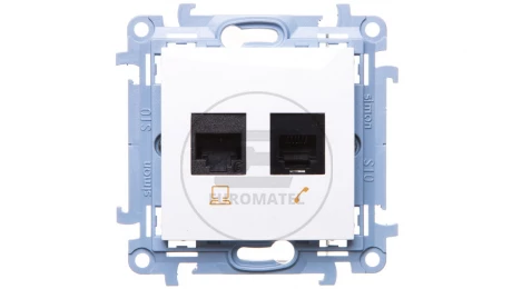 Simon 10 Gniazdo RJ45 kat 6 + gniazdo telefoniczne RJ12 białe C6T.01/11