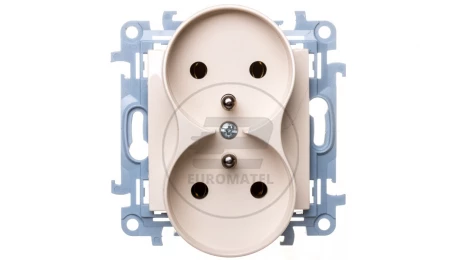 Simon 10 Gniazdo podwójne z/u kremowe 16A 250V IP20 CGZ2M.01/41