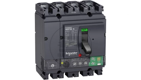 Circuit breaker Compact NSX100N, 50 kA at 415 VAC, Micrologic 4.2 Vigi trip unit 40 A, 4 poles 4d LV433850