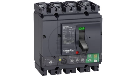 Circuit breaker Compact NSX160N, 50 kA at 415 VAC, Micrologic 4.2 Vigi trip unit 100 A, 4 poles 4d LV433852