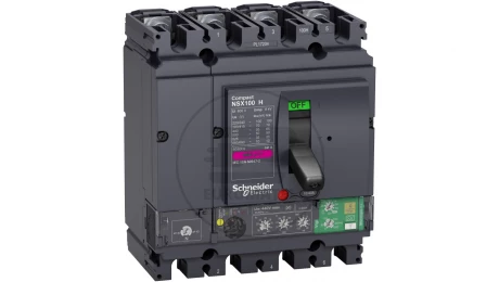 Circuit breaker Compact NSX100H, 70 kA at 415 VAC, Micrologic 4.2 Vigi trip unit 40 A, 4 poles 4d LV433866
